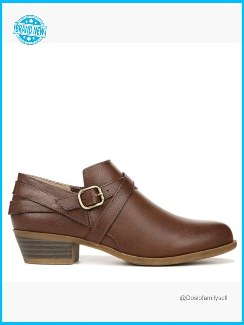 Faux Leather Ankle Bootie with Block Heel and Memory Foam Comfort - Picture 6 of 7